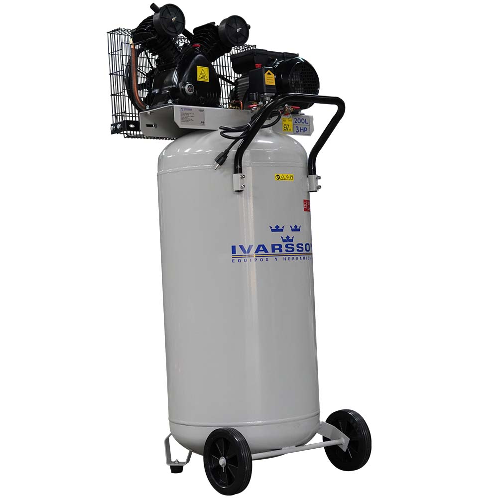 COMPRESOR VERTICAL TIPO BANDA 3HP - 200 LTS. - 120V - IVARSSON