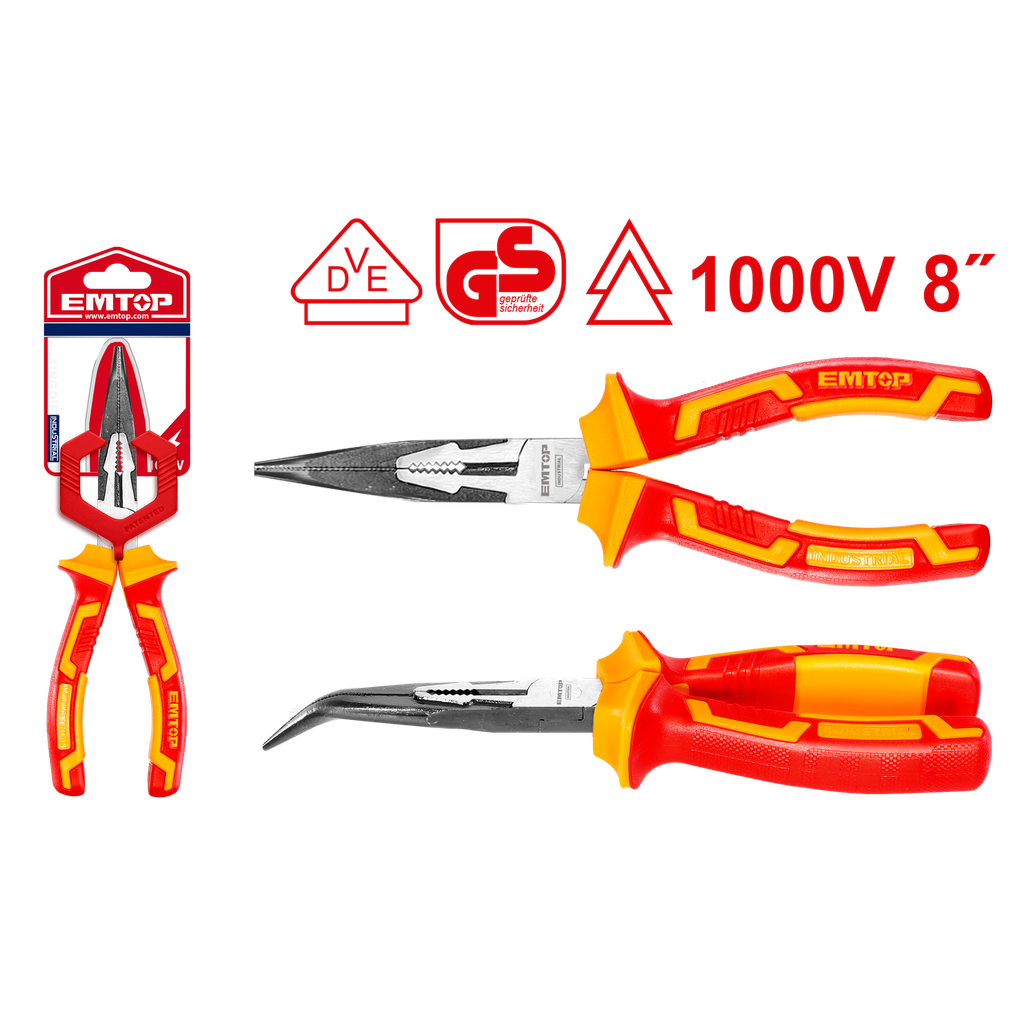 ALICATE PUNTA DOBLADA INDUSTRIAL 8&quot; AISLADO - EMTOP