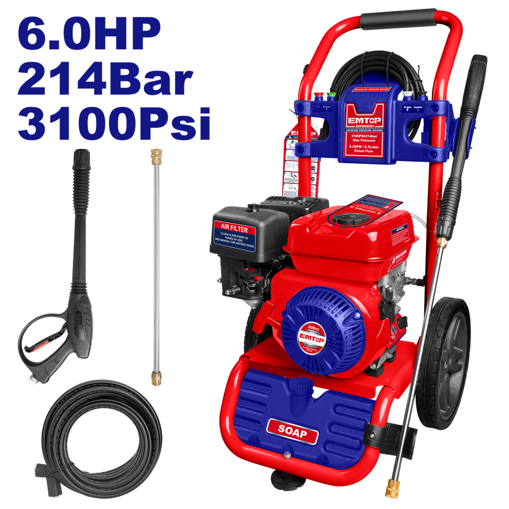 HIDROLAVADORA A GASOLINA INDUSTRIAL 6,5HP 3100PSI - EMTOP