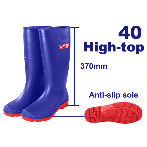 [52 ET ERBTL040] BOTAS PARA LLUVIA PVC TALLA 40 ANTIDESLIZANTES - EMTOP 