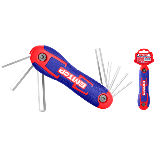 [52 ET EHKY4081] LLAVES HEXAGONALES EN JUEGO 8PCS DISPENSADOR TIPO NAVAJA - EMTOP