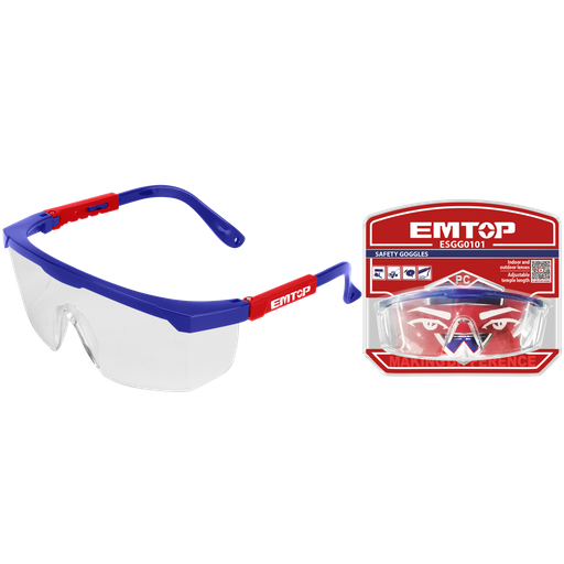 [52 ET ESGG0101] GAFAS PROTECTORAS TRANSPARENTES DE PC CON MARCO AZUL - EMTOP